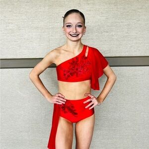 Red One-Shoulder Dance Costume lyrical